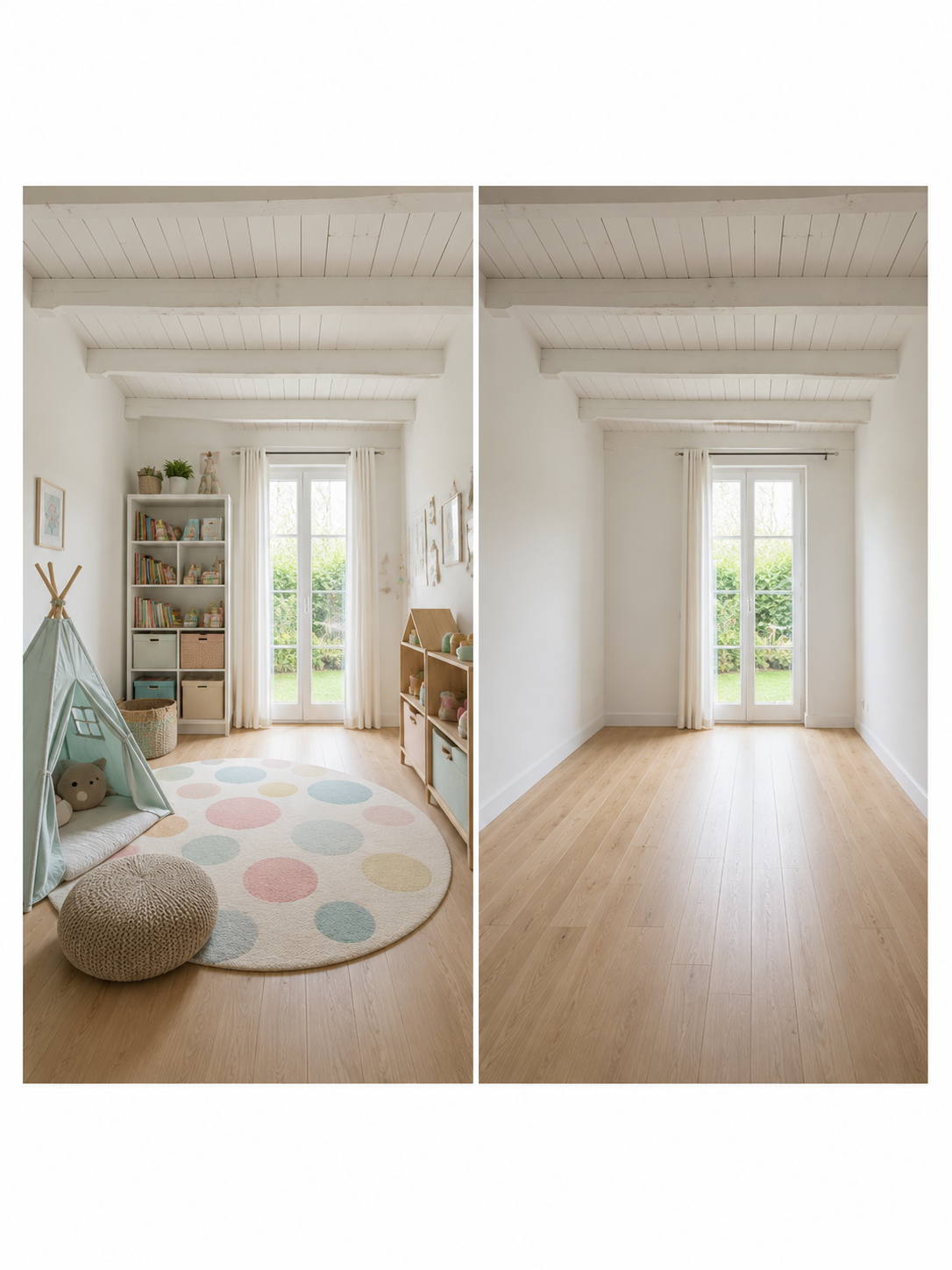 Chambre d'enfant, avant et après valorisation
